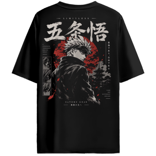 Limitless Gojo Oversized T-Shirt for Men & Women | Premium Cotton Drop Shoulder T-Shirt - Back View