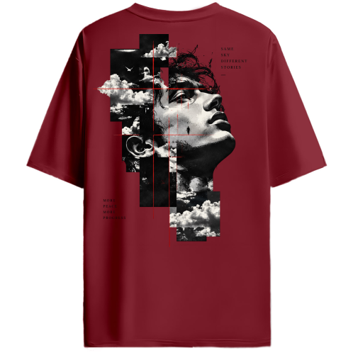 Sky Within Oversized T-Shirt for Men & Women | Abstract Portrait Graphic Streetwear Tee - Back View